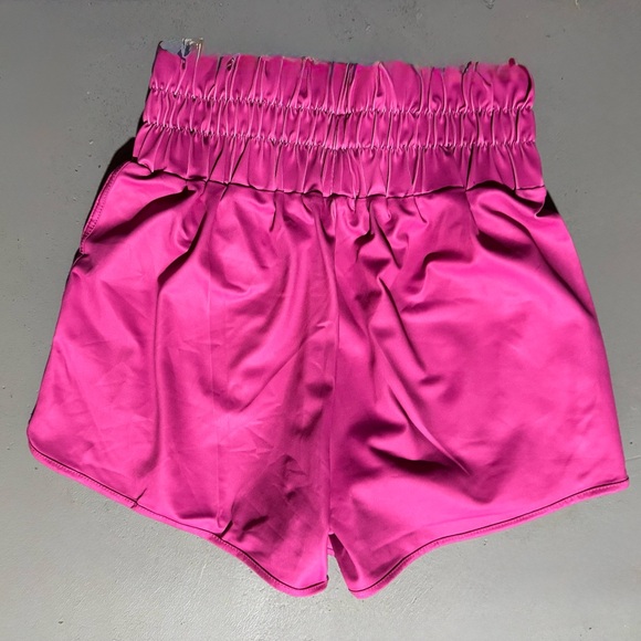 Bad Habit Pants - Bad Habit High Waist Pink Shorts with Elastic Waistband